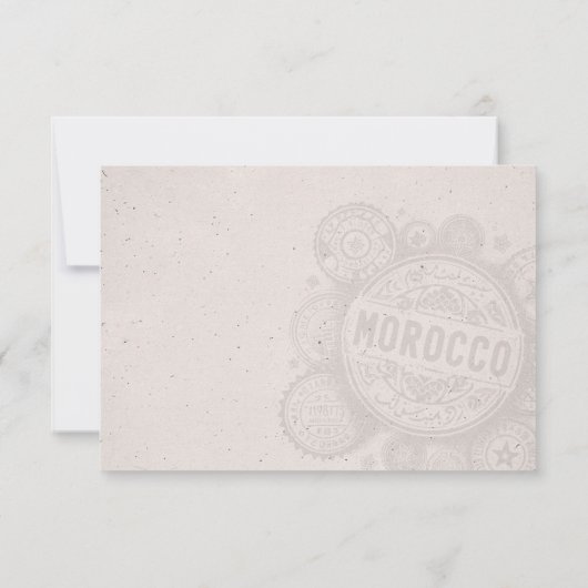 Marokko Paspoort bruiloft RSVP Kaartje (Achterkant)
