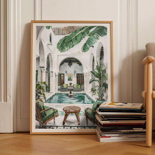 Marokko Print Marokko Illustratie Marokkaanse Riad