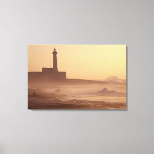 Marokko, Rabat, Vuurtoren bij zonsondergang met Canvas Afdruk