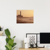 Marokko, Rabat, vuurtoren bij zonsondergang met Poster (Thuiskantoor)