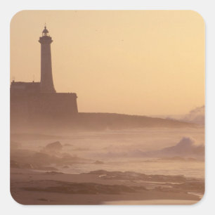 Marokko, Rabat, Vuurtoren bij zonsondergang met Vierkante Sticker