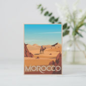 Marokko reizen briefkaart woestijn kameel reis cad (Staand voorkant)