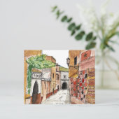 marokko rode oranje stad waterverf illustratie briefkaart (Staand voorkant)