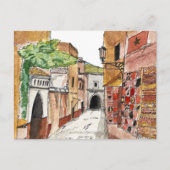 marokko rode oranje stad waterverf illustratie briefkaart (Voorkant)