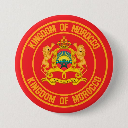 Marokko Round Emblem Ronde Button 7,6 Cm (Voorkant)