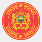 Marokko Round Emblem Ronde Sticker (Voorkant)