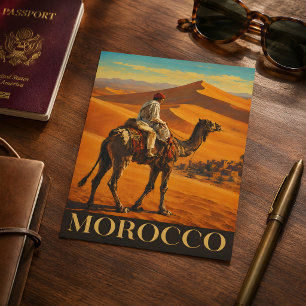 Marokko Sahara Woestijn Kameelrit Vintage Reis Briefkaart