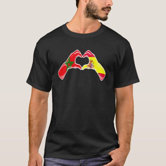 Marokko Spanje vlag - Marokkaans Spaans hart T-shirt (Voorkant)