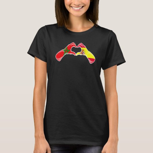 Marokko Spanje Vlag Marokkaans Spaans Hart T-shirt (Voorkant)