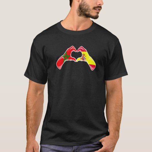 Marokko Spanje Vlag Marokkaans Spaans Hart T-shirt (Voorkant)