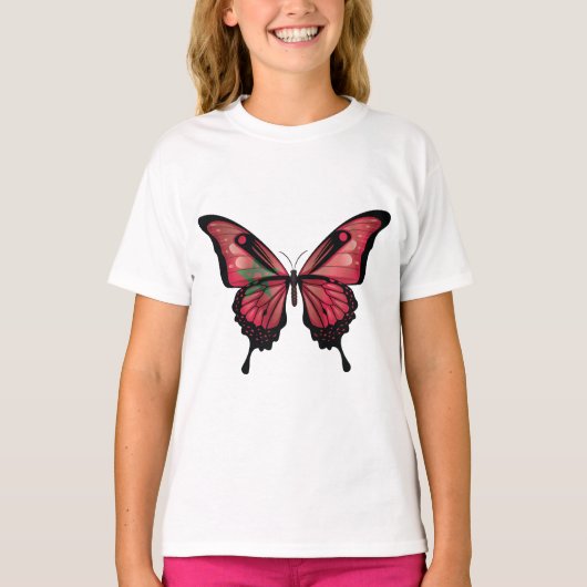 Marokko Swallowtail Vlinder Vlag T-shirt (Voorkant)