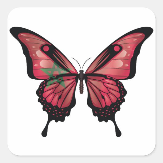 Marokko Swallowtail Vlinder Vlag Vierkante Sticker (Voorkant)