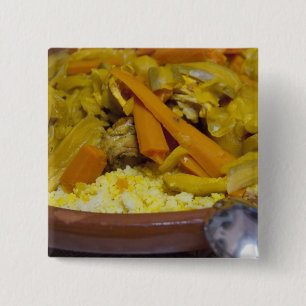 Marokko, Tetouan. Traditioneel Marokkaans gerecht  Vierkante Button 5,1 Cm
