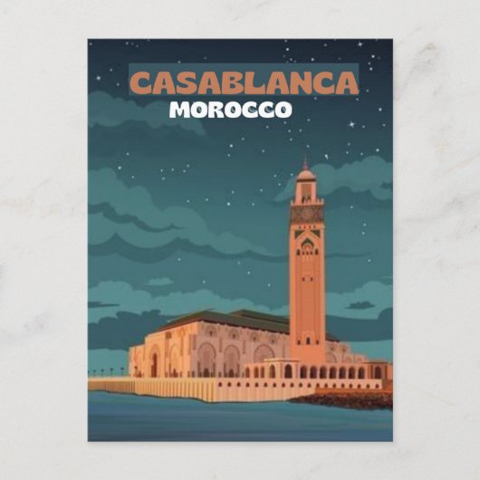 Marokko Travel Briefkaart Art, Casablanca Travel A (Voorkant)