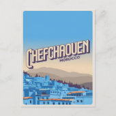 Marokko Travel briefkaart chefchaoun, blauw stadsc (Voorkant)