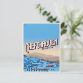 Marokko Travel briefkaart chefchaoun, blauw stadsc (Staand voorkant)
