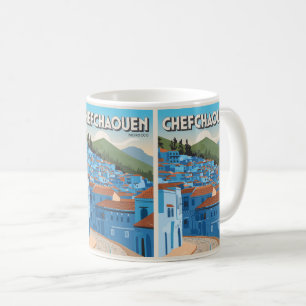 Marokko Travel briefkaart chefchaoun, blauw stadsc Koffiemok