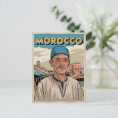 Marokko Travel briefkaart met lokaal man cadeau (Staand voorkant)