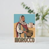 Marokko Travel briefkaart met lokale vrouw cadeau (Staand voorkant)