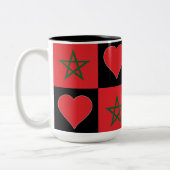 Marokko Vlag Heart Pattern Fun Patriotic Moroccan Tweekleurige Koffiemok (Links)