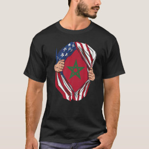 Marokko vlag Pride America Vlag Erfgoedroutes T-shirt