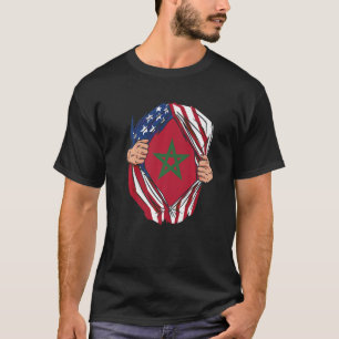Marokko vlag Pride America Vlag Erfgoedroutes T-shirt