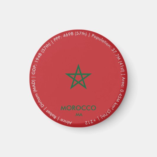 Marokko Vlagmagneet Magneet (Voorkant)