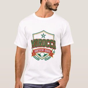 Marokko Voetbal 2026 Voetbal Vet Land Typografie T-shirt