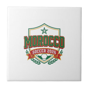 Marokko Voetbal 2026 Voetbal Vet Land Typografie Tegeltje