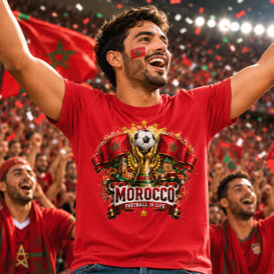 Marokko Voetbal Fan Atlas Leeuwen Voetbal Marokkaa T-shirt