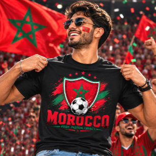 Marokko Voetbal Fan Atlas Leeuwen Voetbal Marokkaa T-shirt