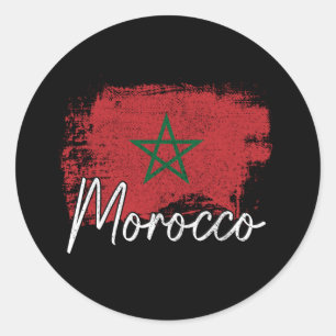 Marokko voetbal liefhebber cadeau Maroc Vlag Marok Ronde Sticker