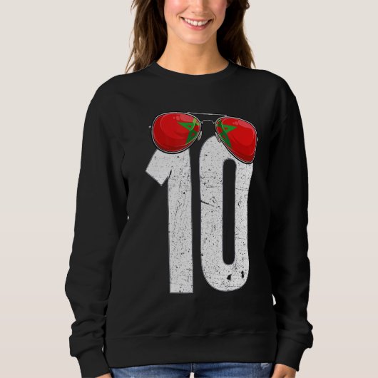 Marokko voetballer nummer 10 Marokkaanse vlag Trui (Voorkant)