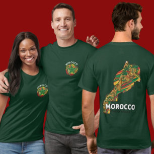 Marokko Volledige Kaart Dubbelzijdige Vlag Erfgoed T-shirt