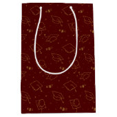 Maron and Gold Graduation Cap Toss Medium Cadeauzakje (Voorkant)