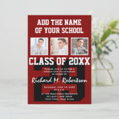 Maron and White Varsity Team Number Athlete Afstud Kaart (Staand voorkant)