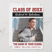 Maron and White Varsity Team Number Athlete Afstud Kaart (Achterkant)