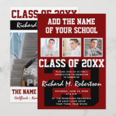 Maron and White Varsity Team Number Athlete Afstud Kaart (Voorkant / Achterkant)