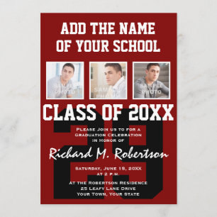 Maron and White Varsity Team Number Athlete Afstud Kaart