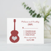 Maron/Silver Guitar Heart Response Kaart (Staand voorkant)