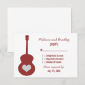Maron/Silver Guitar Heart Response Kaart (Voorkant / Achterkant)