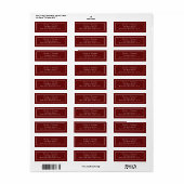 Maron Simple Moderne Return-adreslabel Etiket (Full Sheet)