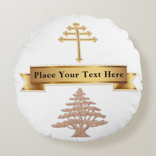 Maronite Church Wedding Personalized Ring Bearer Rond Kussen (Voorkant)