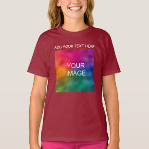 Maroon Aangepast Jouw tekst fotosjabloon Meisjes t T-shirt