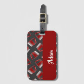 Maroon accordeon grijs bagagelabel (Voorkant (verticaal))