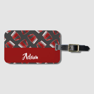 Maroon accordeon grijs bagagelabel