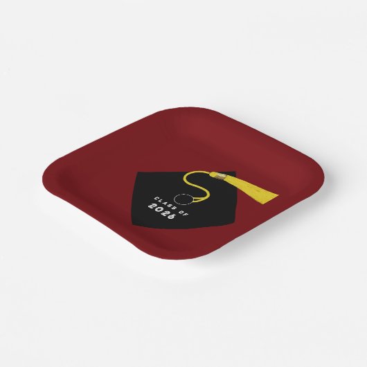 Maroon Afstuderen 2025 Partij Papieren Bordje (Gebogen)