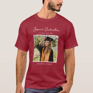 Maroon Afstuderen aangepaste foto modern feest T-shirt