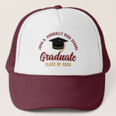 Maroon Afstuderen Custom Class van 2025 Afstuderen Trucker Pet (Voorkant)