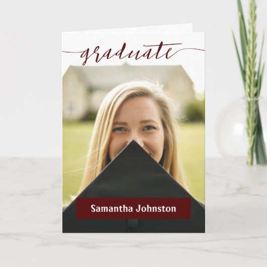 Maroon Afstuderen de Moderne Uitnodiging van de Fo (Voorkant)